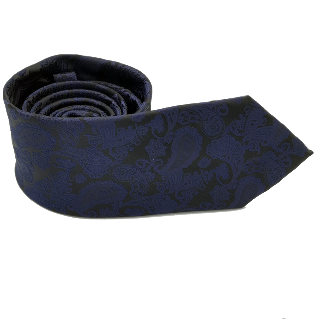 Tie - Black and Dark Blue Paisley