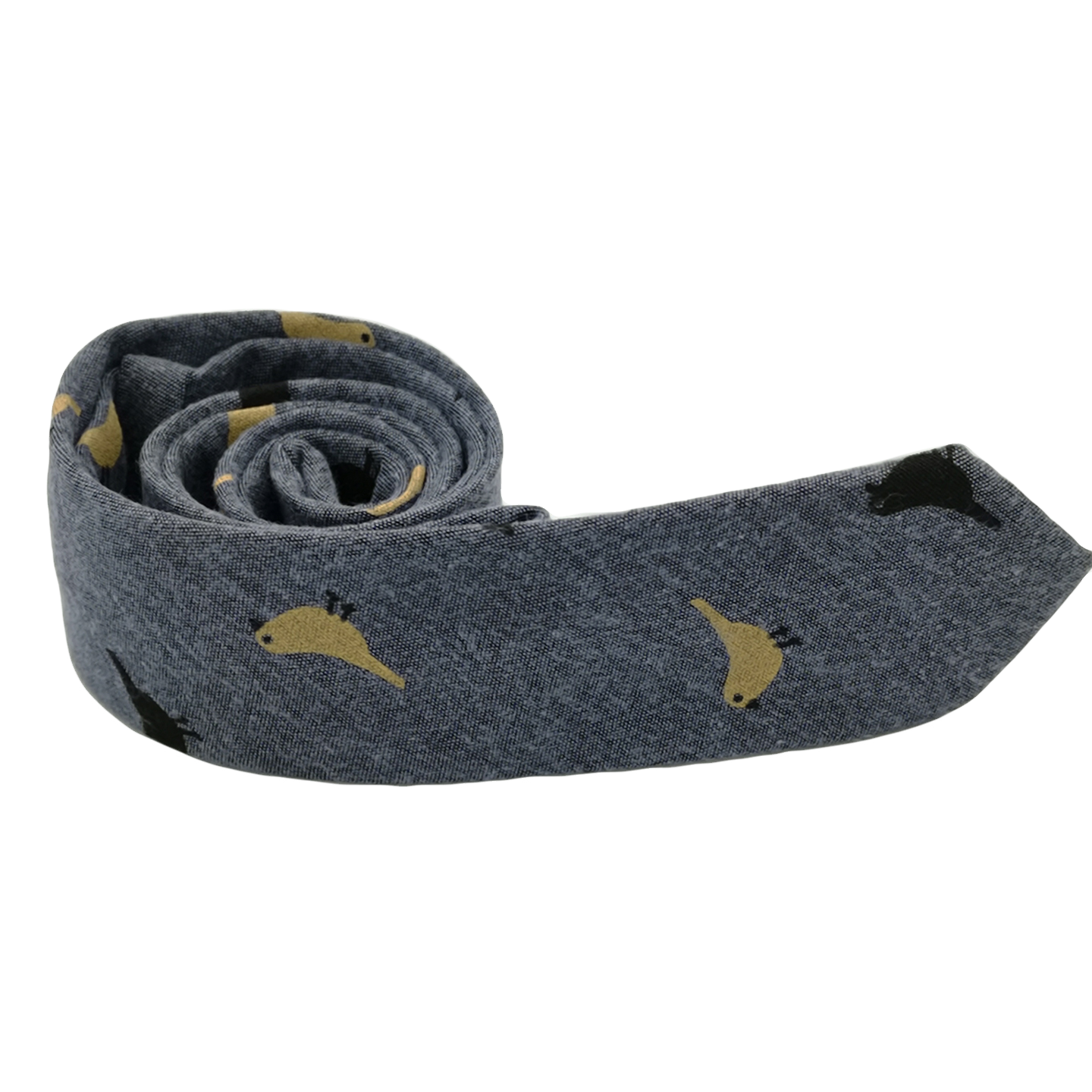 Tie - Gray/Blue With Birds