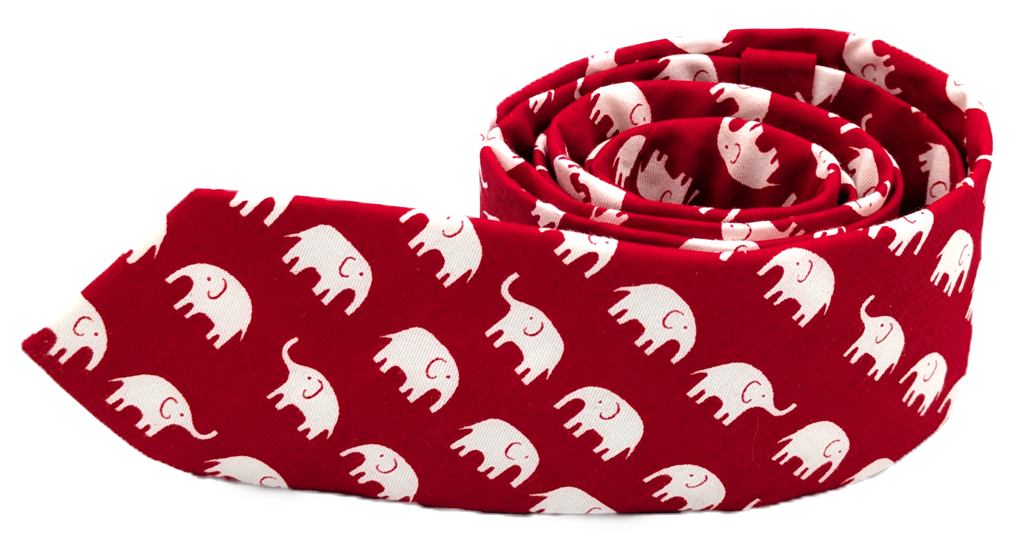 Cravate rouge aux éléphants blancs