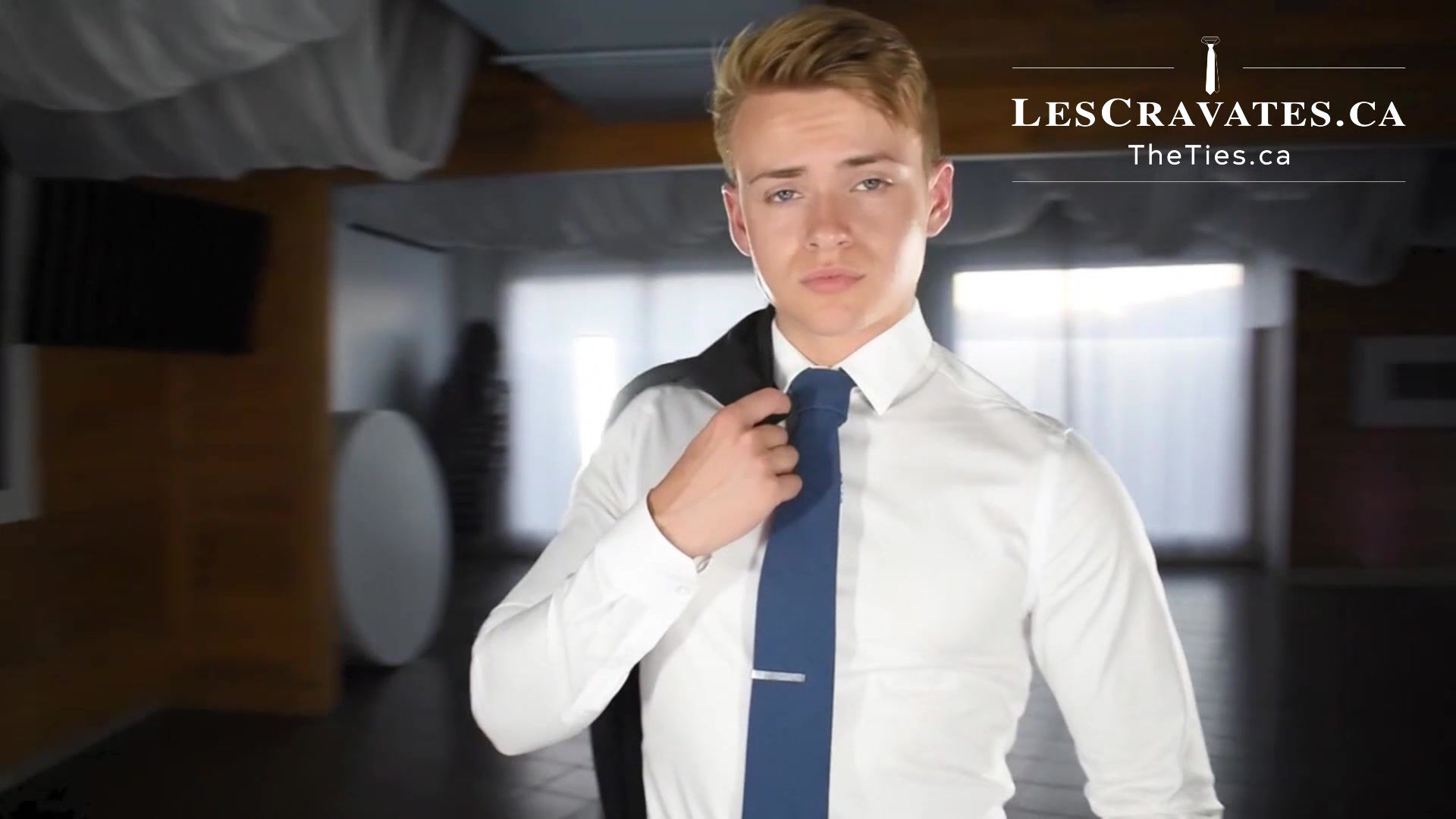Tie - Dark Blue With Flower Accent Inside