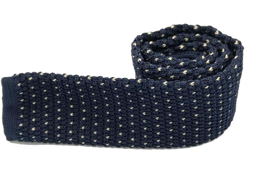 Knit Tie - Blue With Small Dots