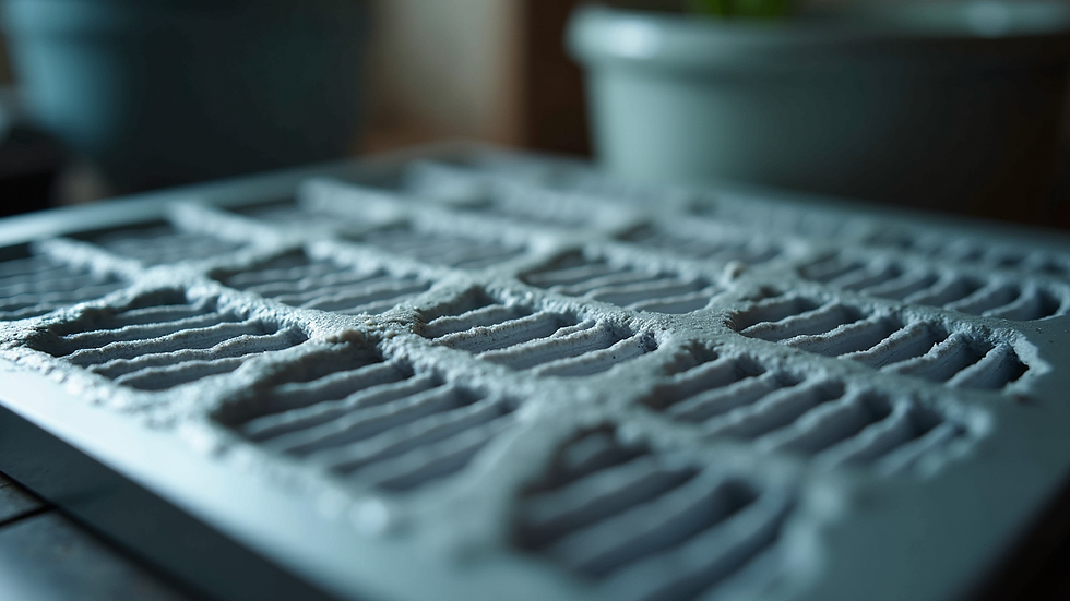 Close-up view of a clean furnace filter ready for replacement