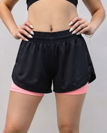 Short con calza mujer coral