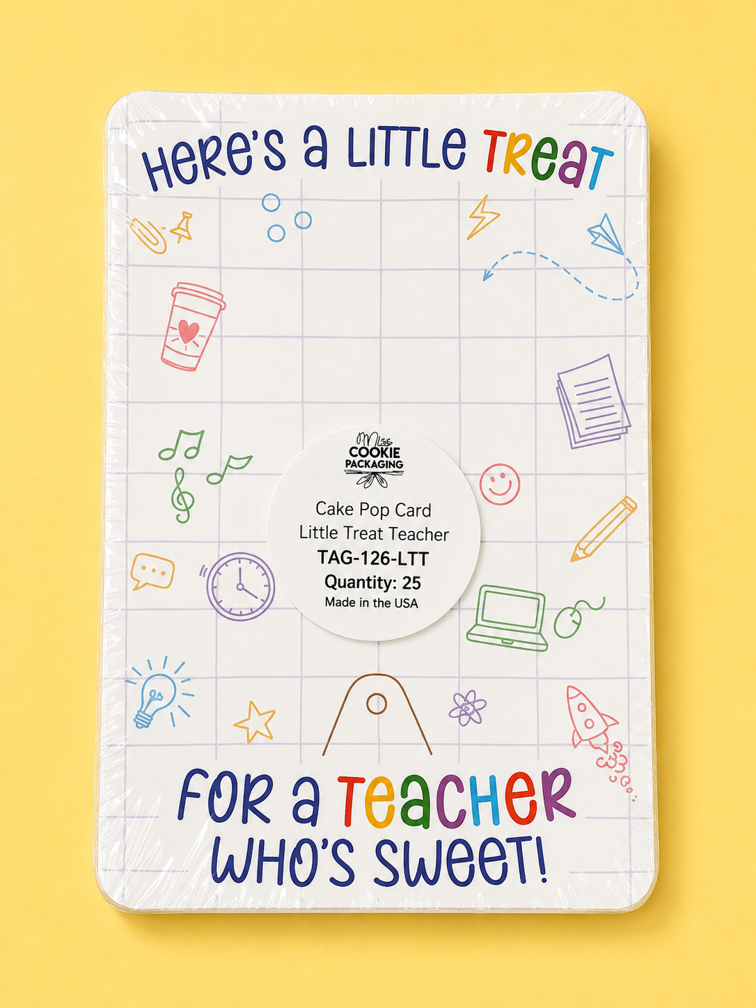 Teacher Die Cut Cakepop Card – Set of 25