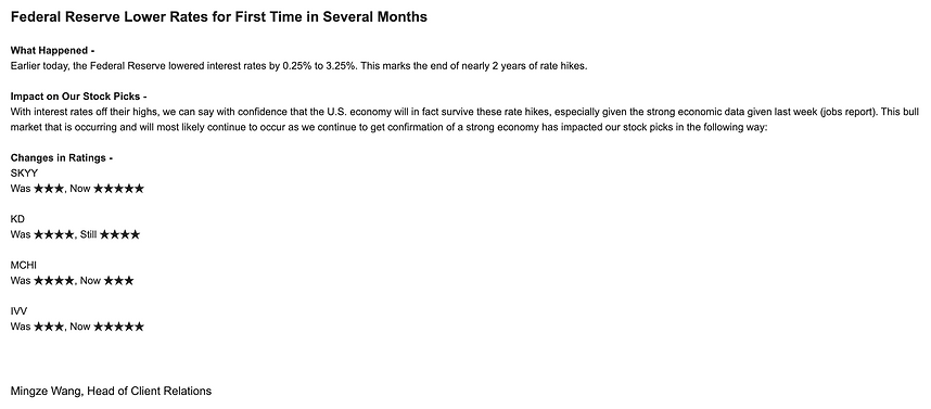 Market notification