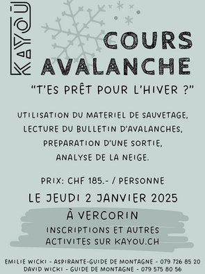 Cours avalanche, Jeudi 2 janvier 2025, Vercorin, Val d'Anniviers, Valais, Suisse