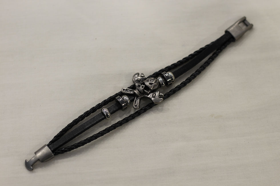Thumbnail: Skull and Wrench Black Multi Bands Bracelet