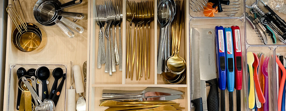 After Kelsey Wells Kitchen Transformation Measuring Cups Measuring Spoons Silverware Cutlery Knives Lighters Drawer