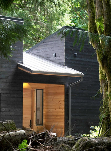 Front porch with cedar siding and charred cedar