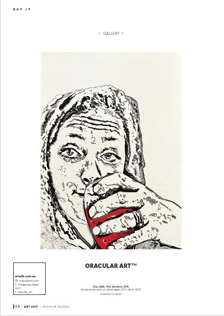 Stop Selfie: Pour Decisions (2019) as seen in Art Edit Magazine