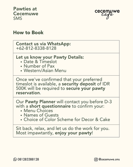 Cecemuwe Pawty Package Gading Serpong - How to Book