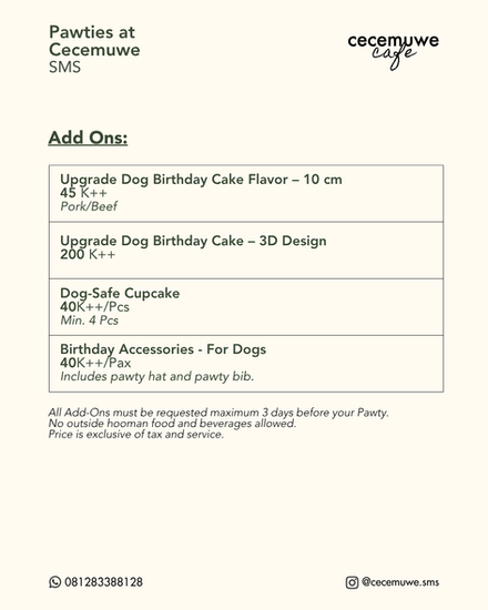Cecemuwe Pawty Package Gading Serpong - Add Ons