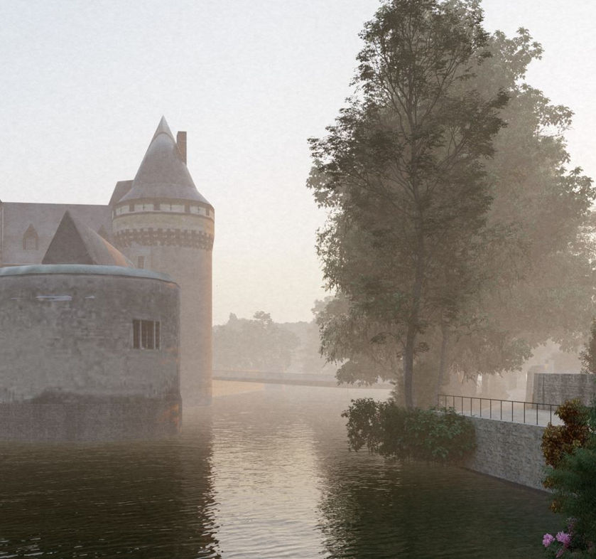 Passerelle d'accès au château de Sully sur Loire Explorations Architecture Colas