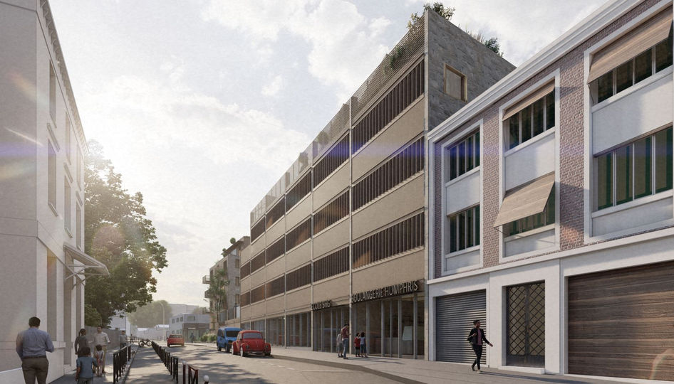 Construction d'un ensemble immobilier en pierre massive porteuse et bois avec toits-terrasses maraîchers, concours Inventons la Métropole du Grand Paris 2 IMGP2 Explorations Architecture