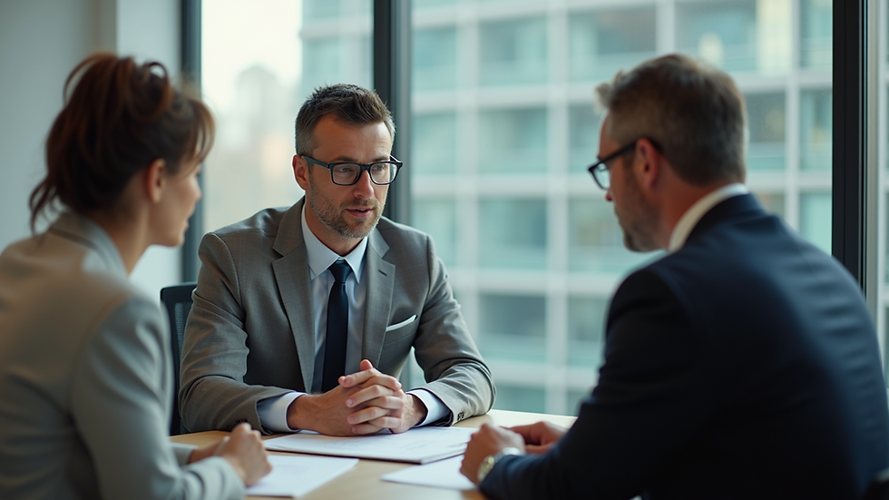 Eye-level view of a consultant discussing strategies with a client