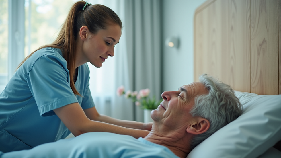 Eye-level view of a physical therapist assisting a patient during a rehabilitation session