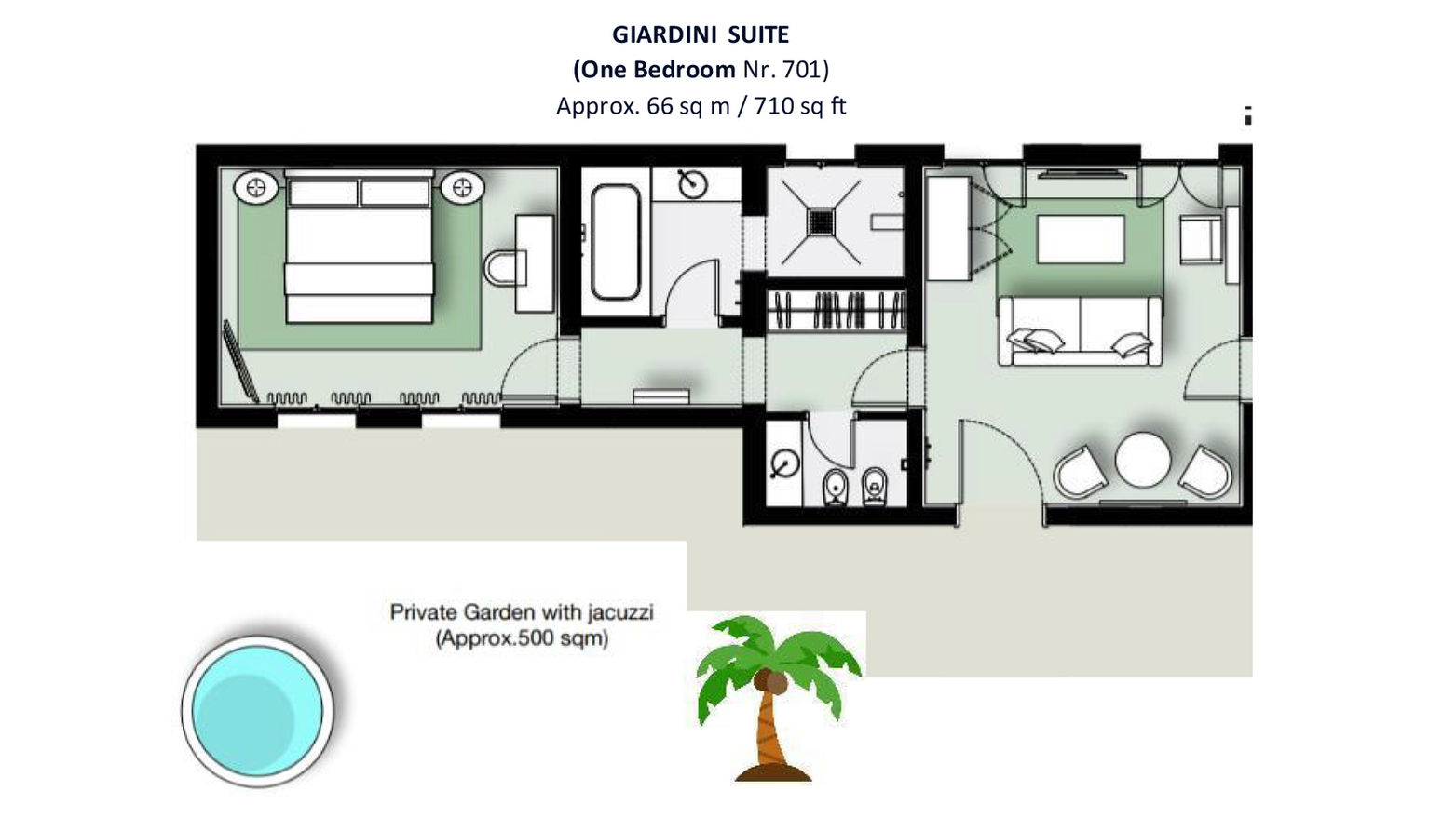 GIARDINI SUITE
Die Giardini Suite ist eine Oase der Ruhe, umgeben von einem wunderschönen privaten Garten. Ideal für Familien und für Gäste, die während ihres Aufenthalts im lebendigen Venedig ein diskretes, erholsames Refugium suchen – sie bietet eine friedliche Zuflucht fernab des Stadttrubels.
Abseits des Hauptgebäudes gelegen, verbindet dieses elegante italienische Bungalow historische Elemente mit modernem Dekor und bietet den Komfort einer luxuriösen Ferienvilla. Nahtloses Wohnen innen und außen wird durch eine Ess-Terrasse, einen eindrucksvollen Wohnbereich und einen abgeschlossenen Privatgarten ermöglicht.
Ein Schlafsofa steht im Zimmer zur Verfügung, um einem zusätzlichen Gast einen komfortablen Aufenthalt zu gewährleisten.
65 m² / 699 ft²  |  Gartenblick