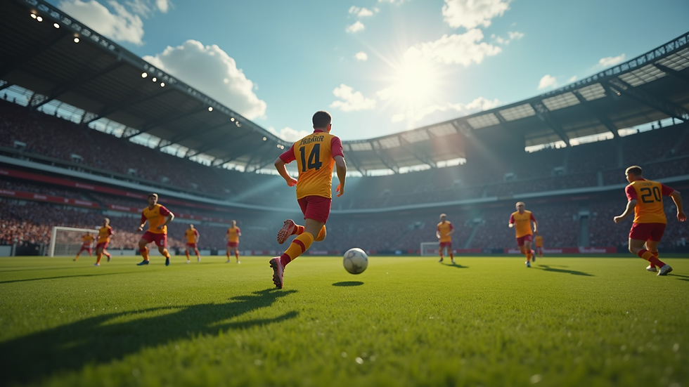 Eye-level view of a football game in action