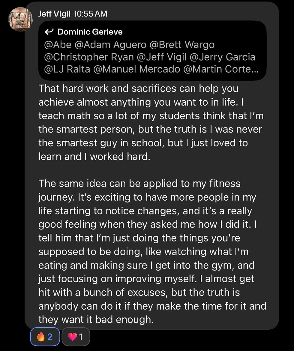 Client win. Moving towards his life and fitness goals