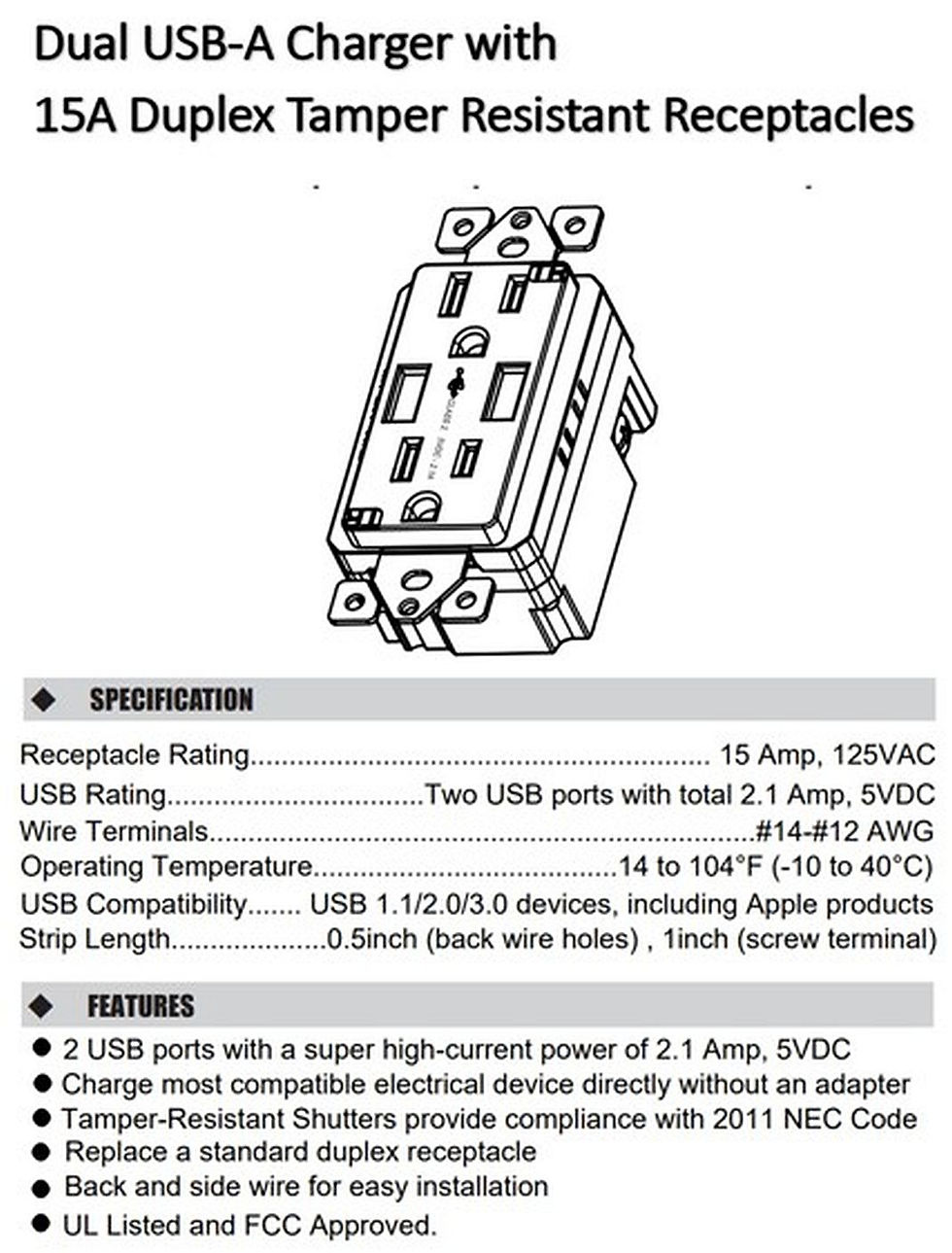 Thumbnail: Drawer outlet electrical specifications