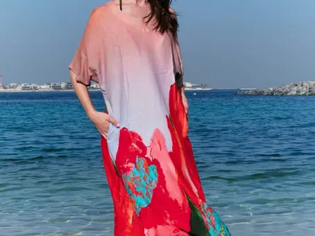 Coral Mirage Floral Long Kaftan: A Statement of Elegance and Comfort
