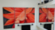Tropical On Black, Red Tropical Flower, Bathroom, Fine Art