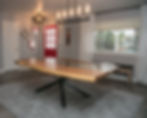 live edge river table with glass inlay modern X base