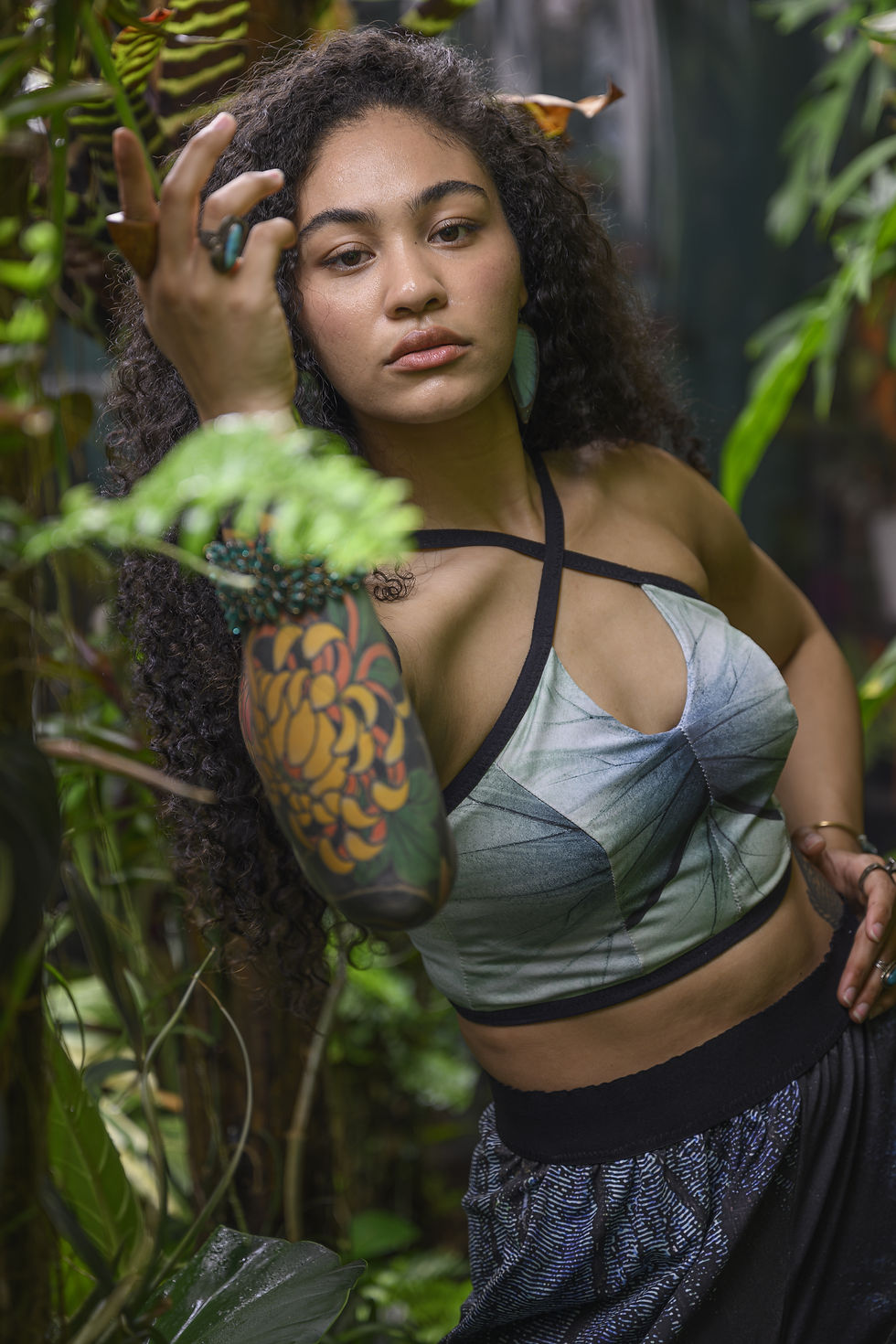 criss cross halter top reversible 2 color butterfly malabar peacock