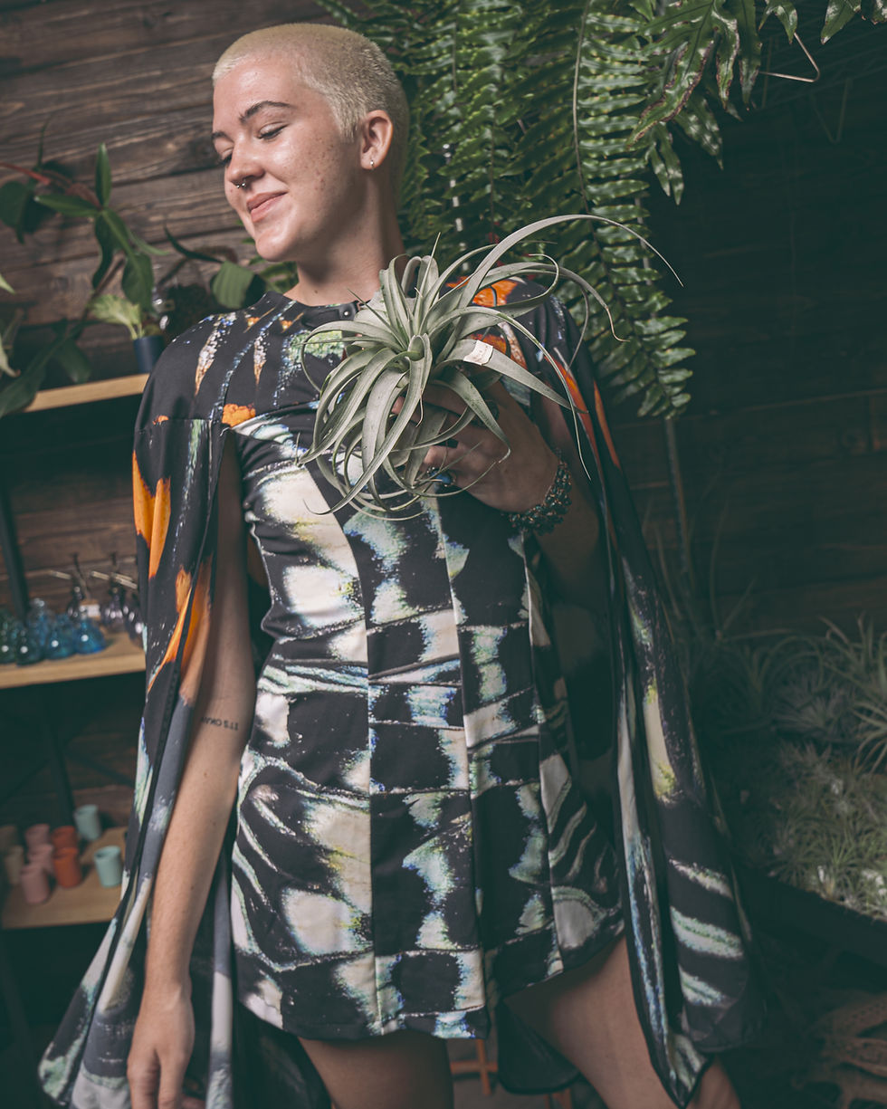 Thumbnail: cape dress butterfly print