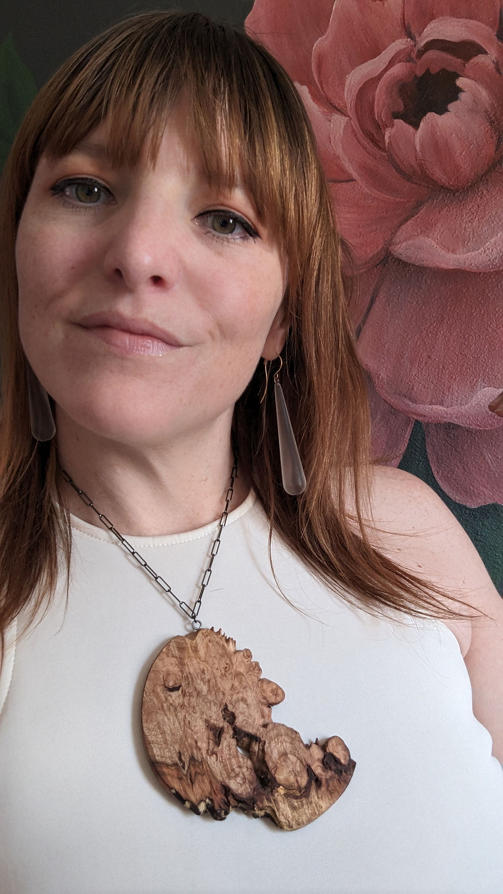 Maple wood crescent moon shaped wood necklace