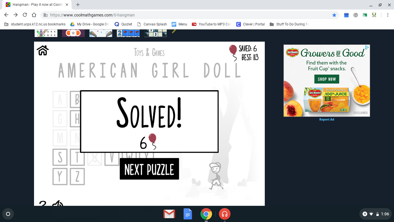 American Girl In Hangman Game!