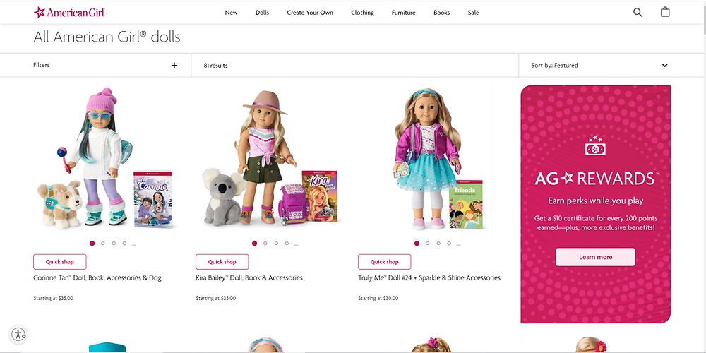 American Girl site Redesign