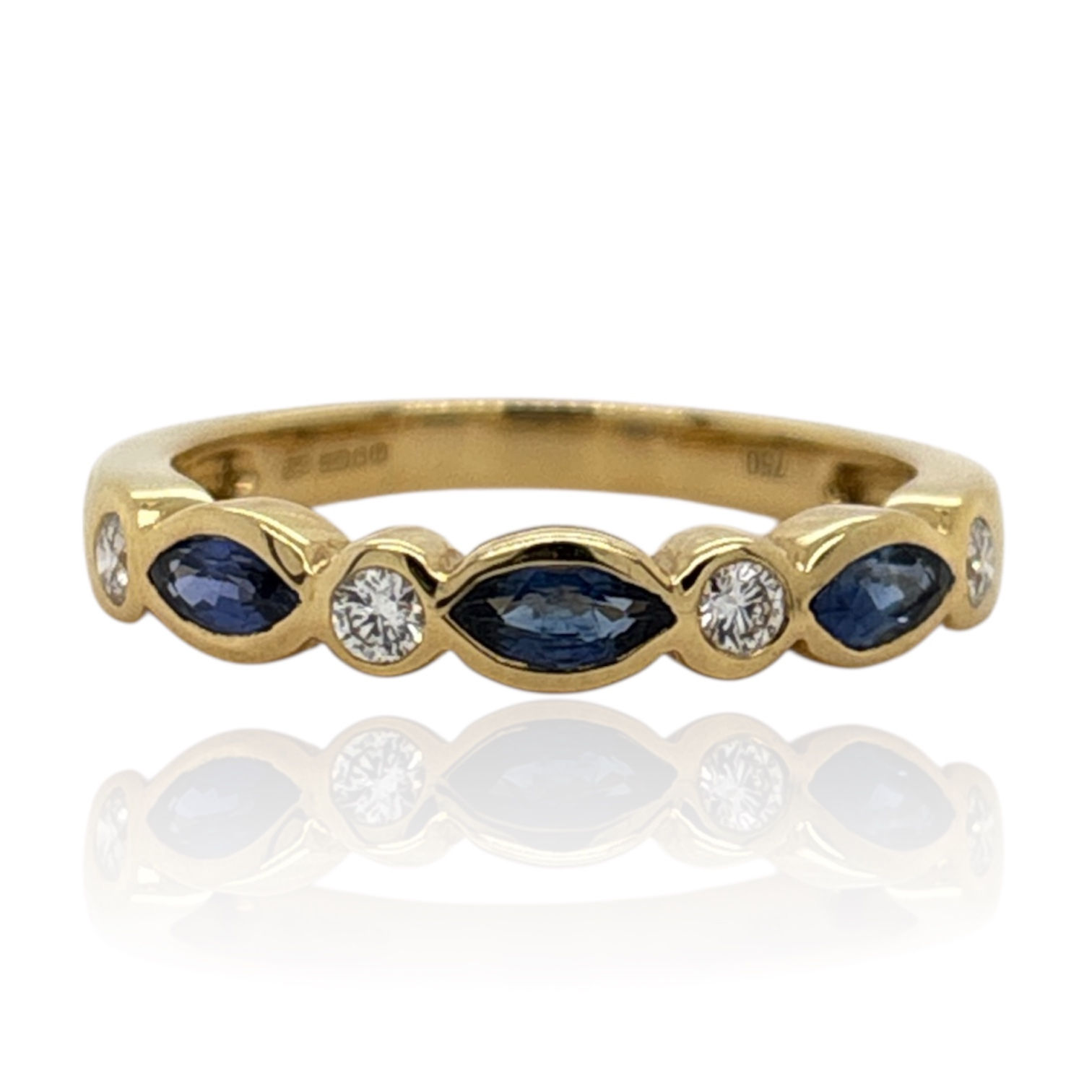 BLUE SAPPHIRE & DIAMOND HALF ETERNITY RING