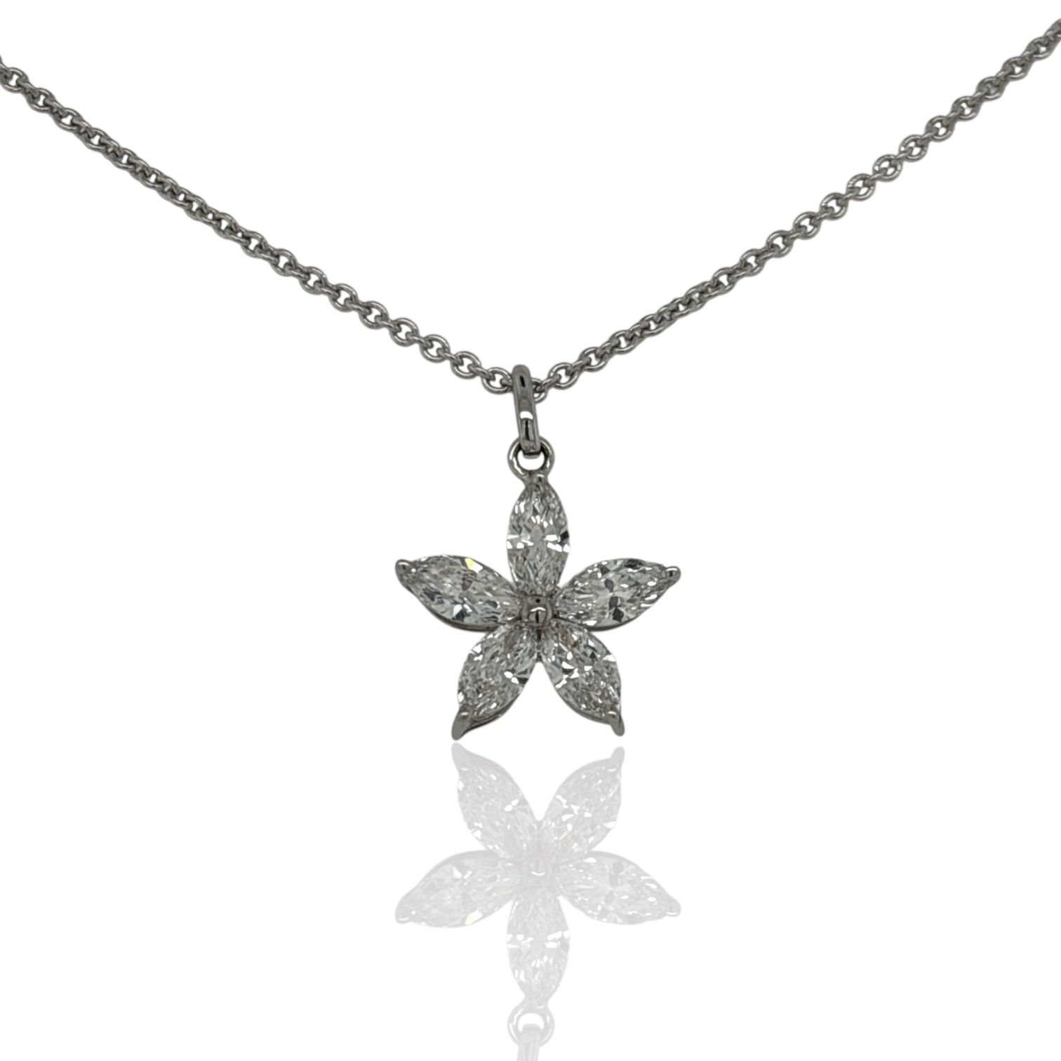 5 PETAL FLOWER DIAMOND PENDANT