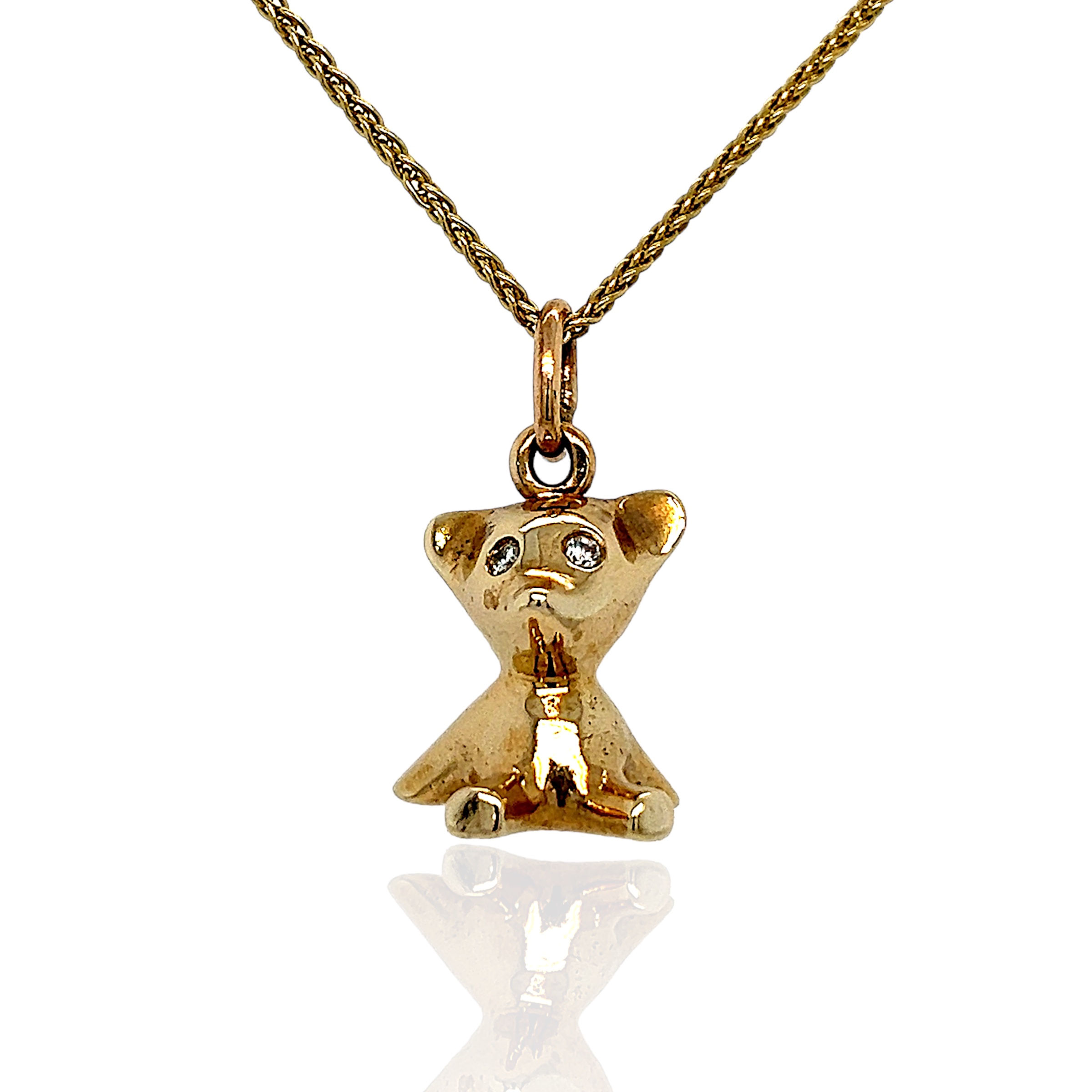 9CT YELLOW GOLD TEDDY BEAR CHARM WITH DIAMOND SET EYES