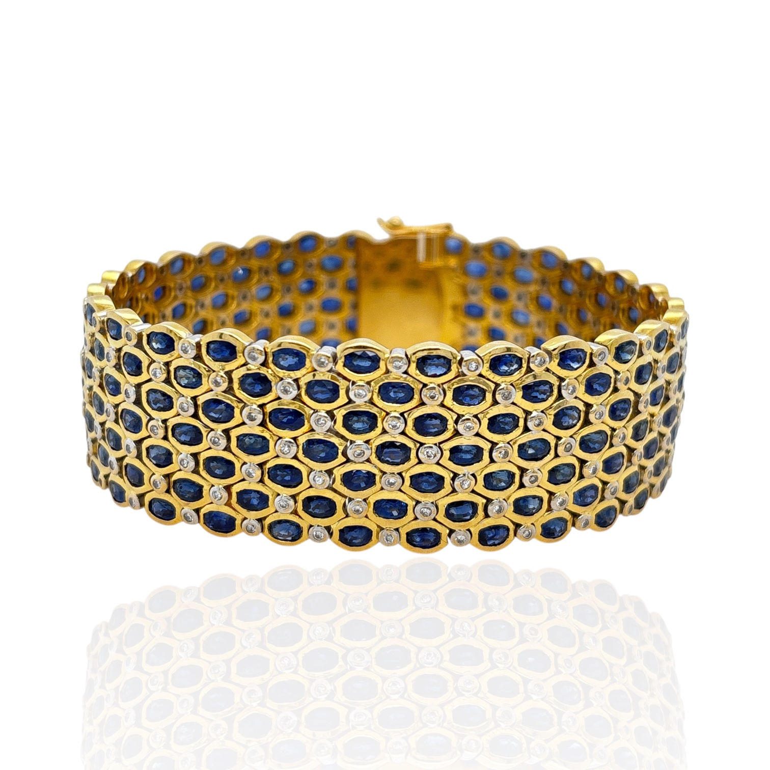 VINTAGE 18CT GOLD SAPPHIRE & DIAMOND SET BRACELET