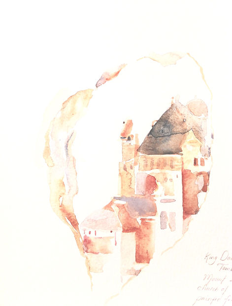 Heidy Sumei Chuang, Fine Art Painting, Upper Room, Jerusalem, Israel. Watercolor on Paper