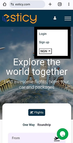 esticy former homepage screen