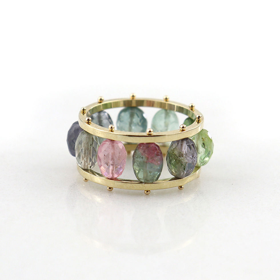 Thumbnail: Multi Color Tourmaline 14k Gold Crown Ring