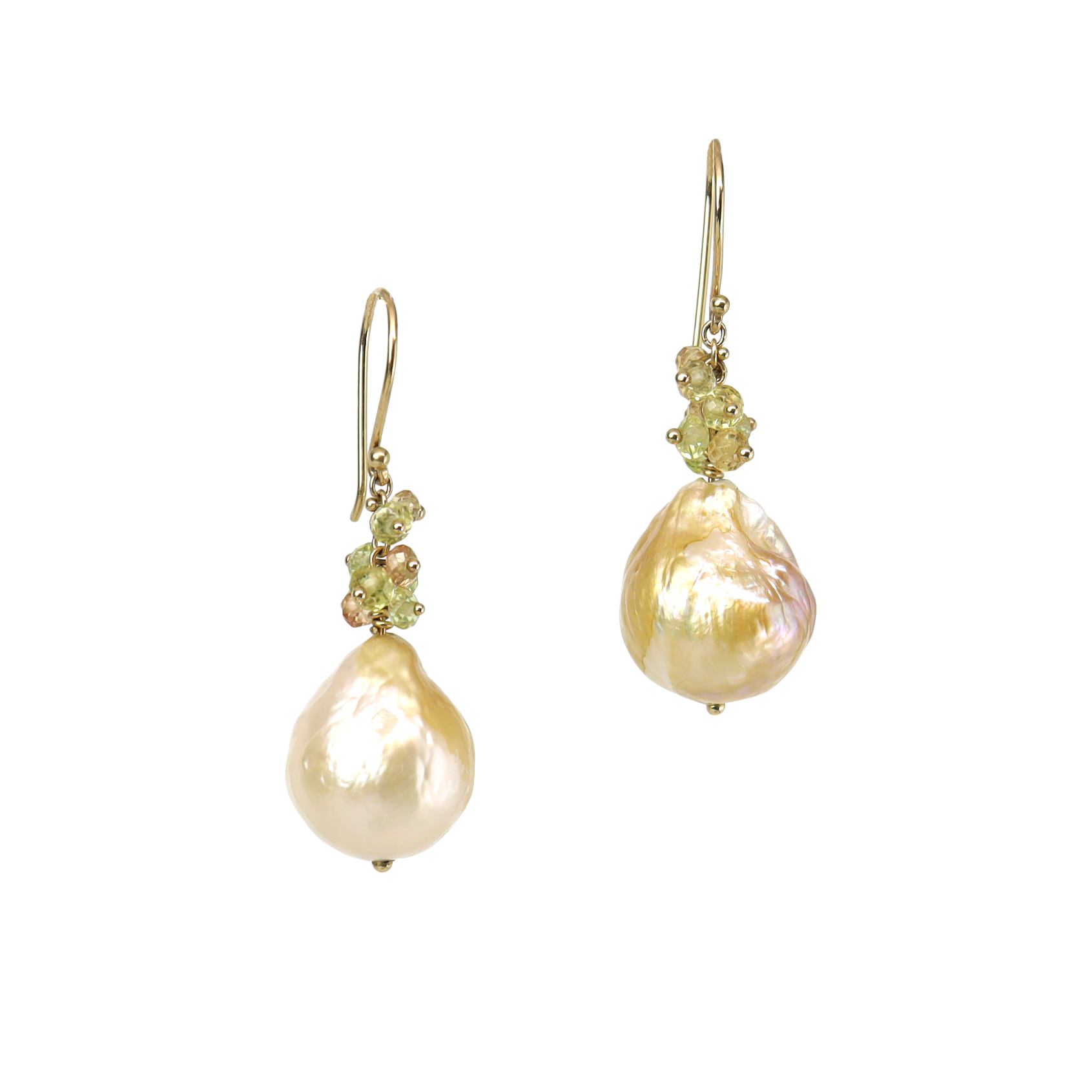 Freshwater Baroque Pearl & Sapphire Cluster drop Earring
