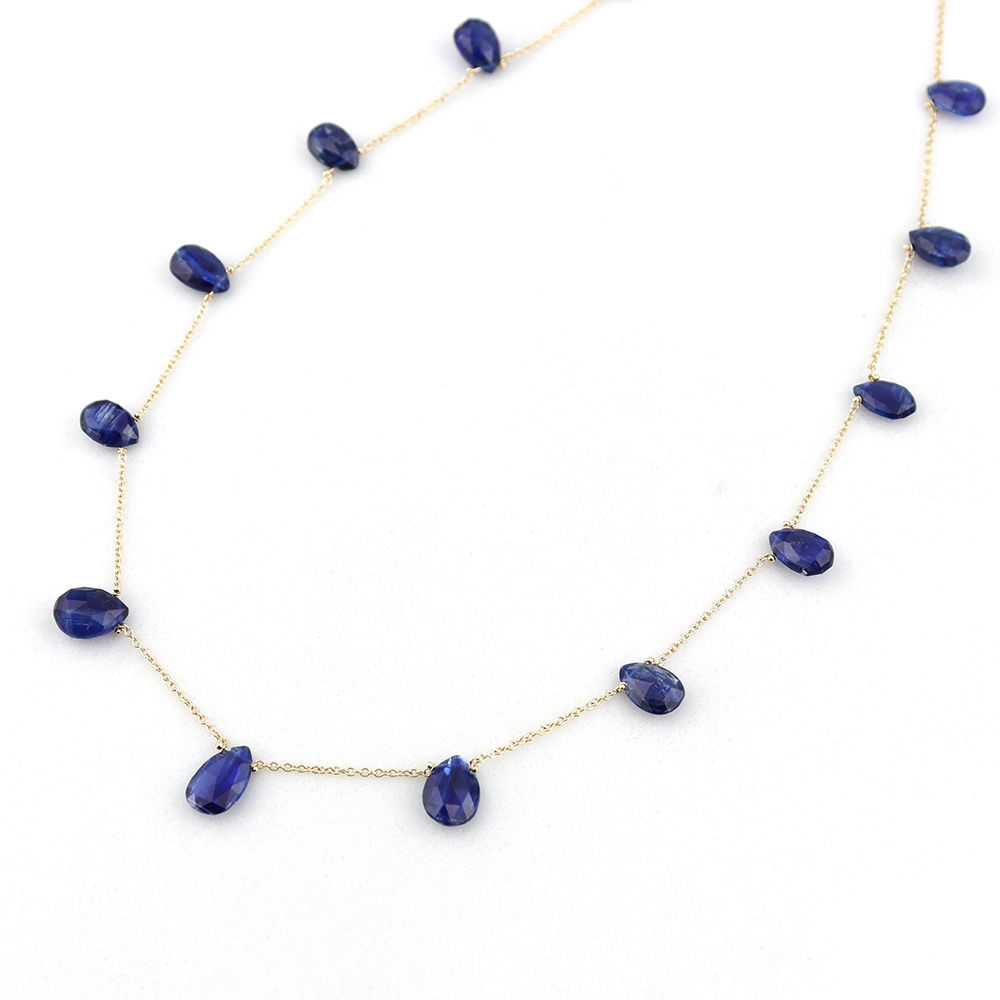Kyanite Yellow Gold Ruffle Necklace