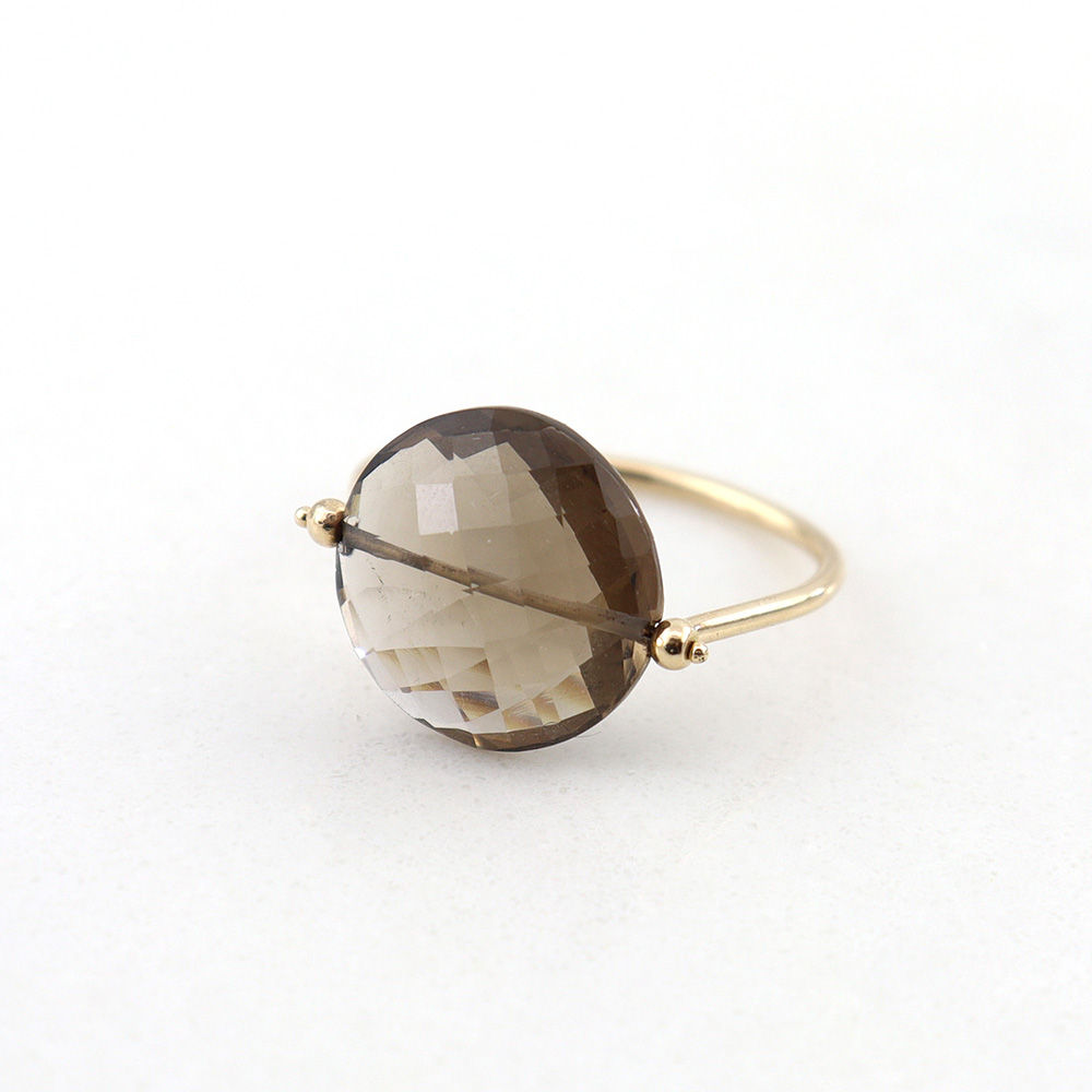 Smokey Quartz 14k Yellow Gold Spa Ring