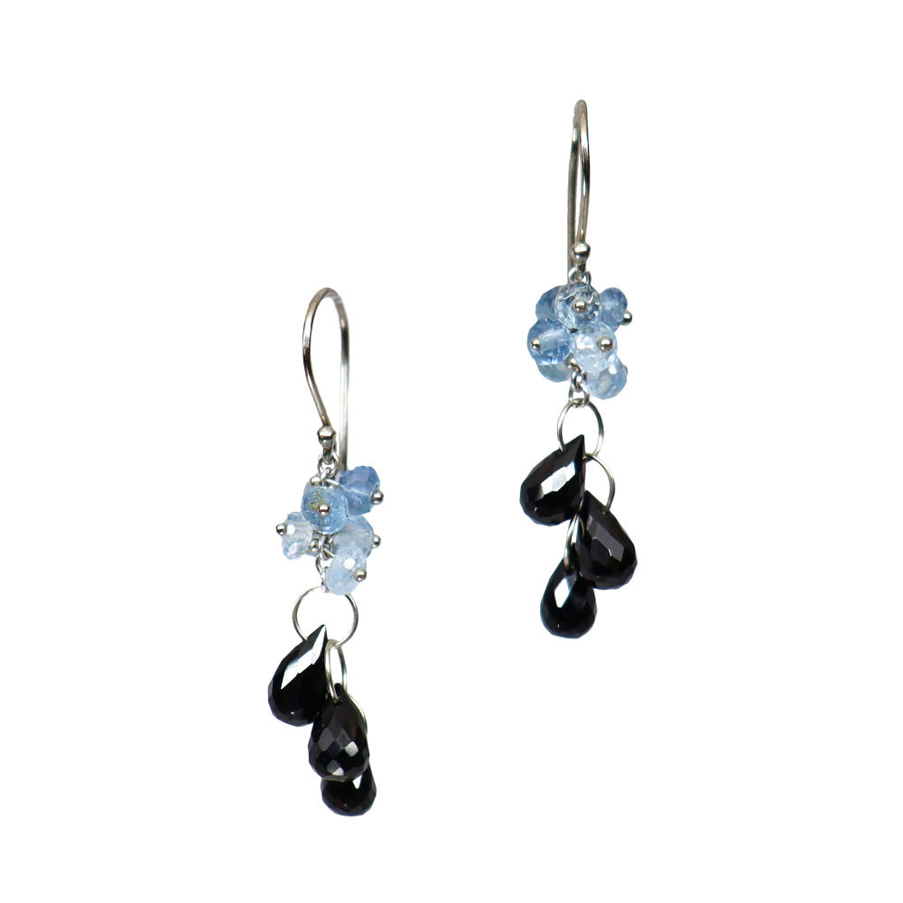 Spinel & Zircon 3x loop Cluster Earring