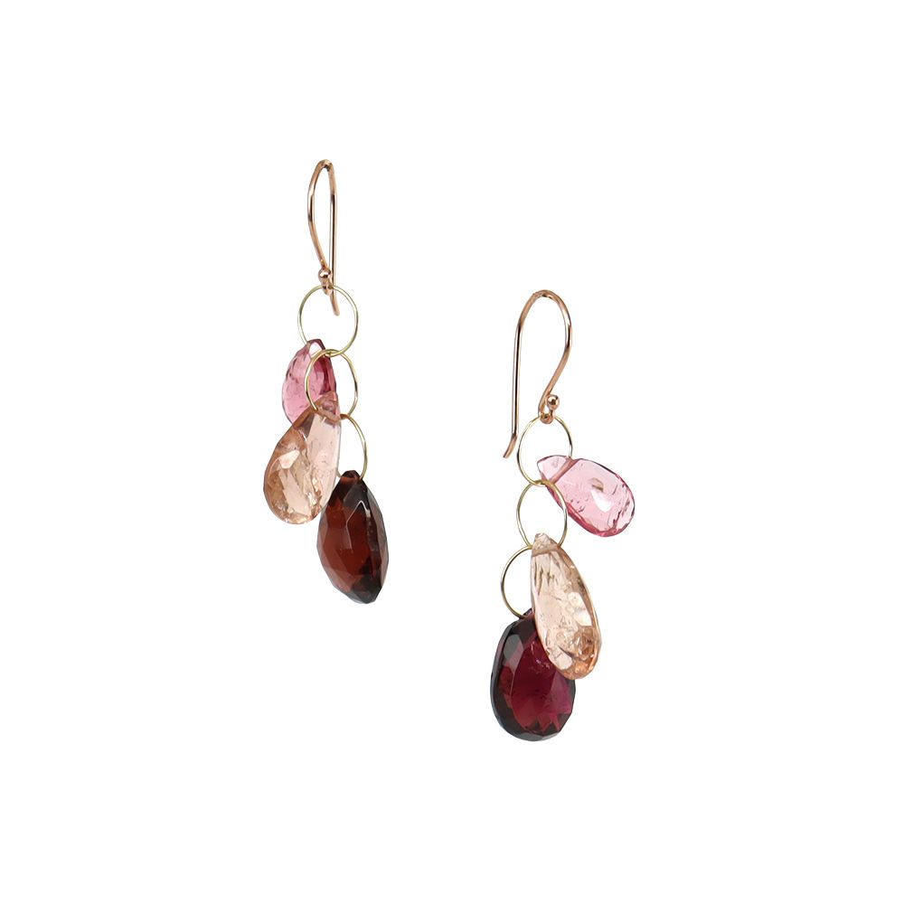 Pink Tourmaline 3x Loop Earrings