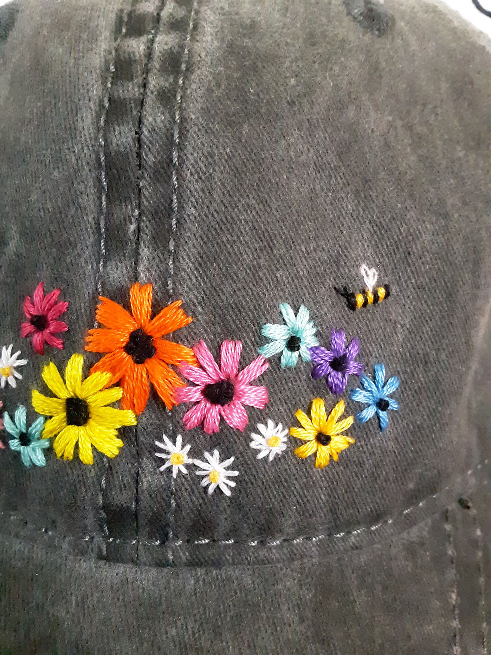 Thumbnail: Hand Embroidered Floral Hat 