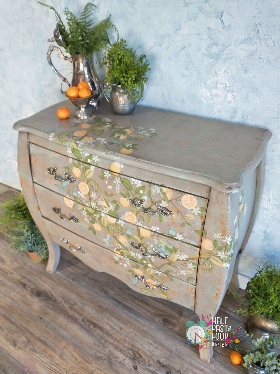 Thumbnail: Painted Bombe Chest, Dresser, entryway cabinet