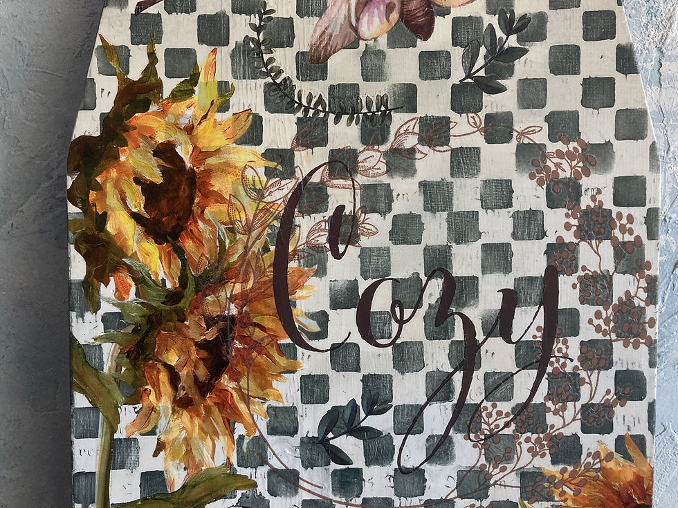 Thumbnail: Hand Painted Antique Ironing board double sided Poe and Sunflower designs