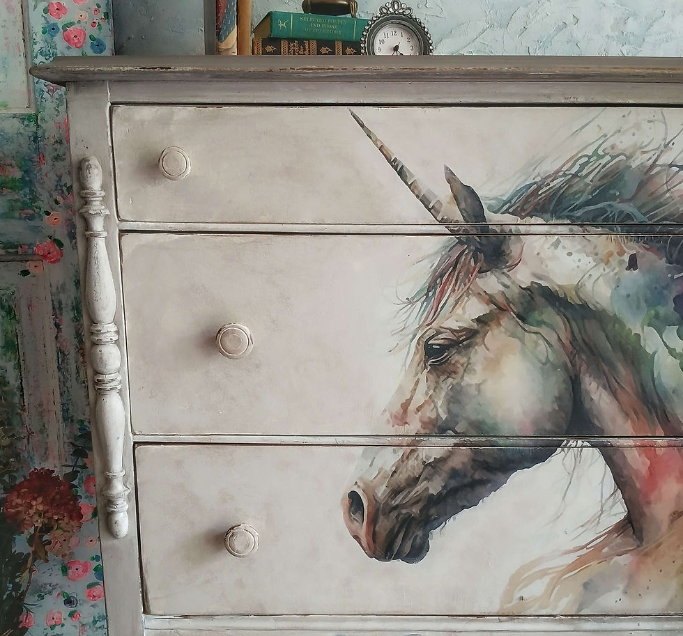 Thumbnail: a closeup of the front of the dresser left side.