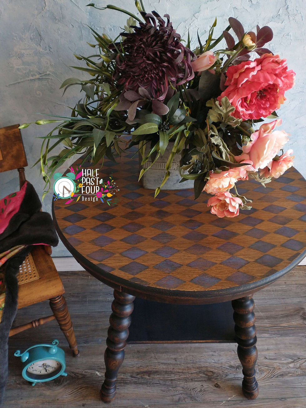 Thumbnail: Round antique oak side table