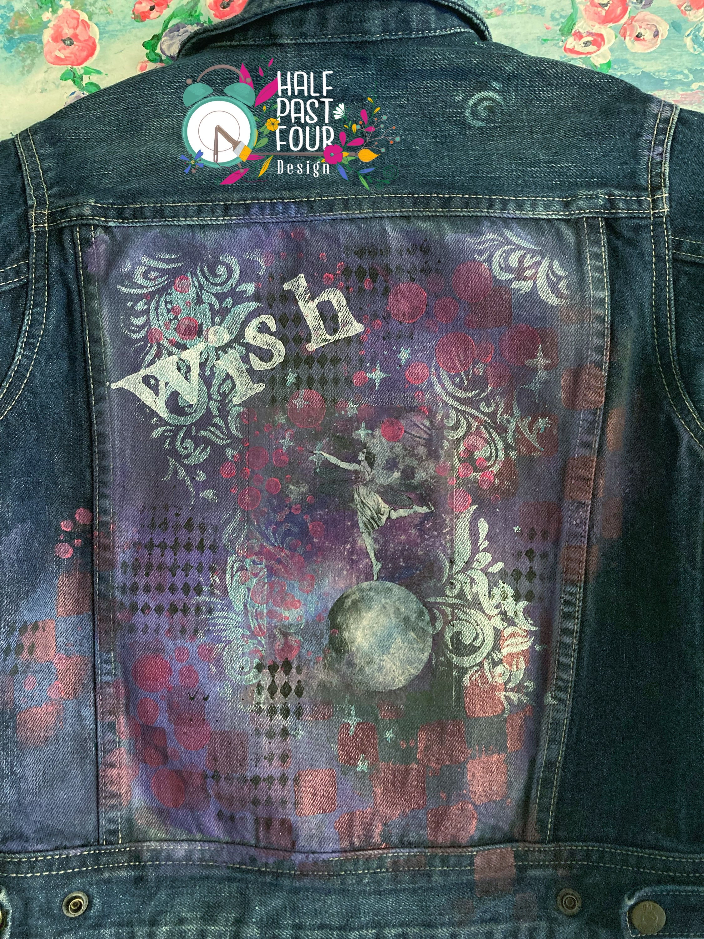Painted children’s denim jacket (Gap Kids 6/7)